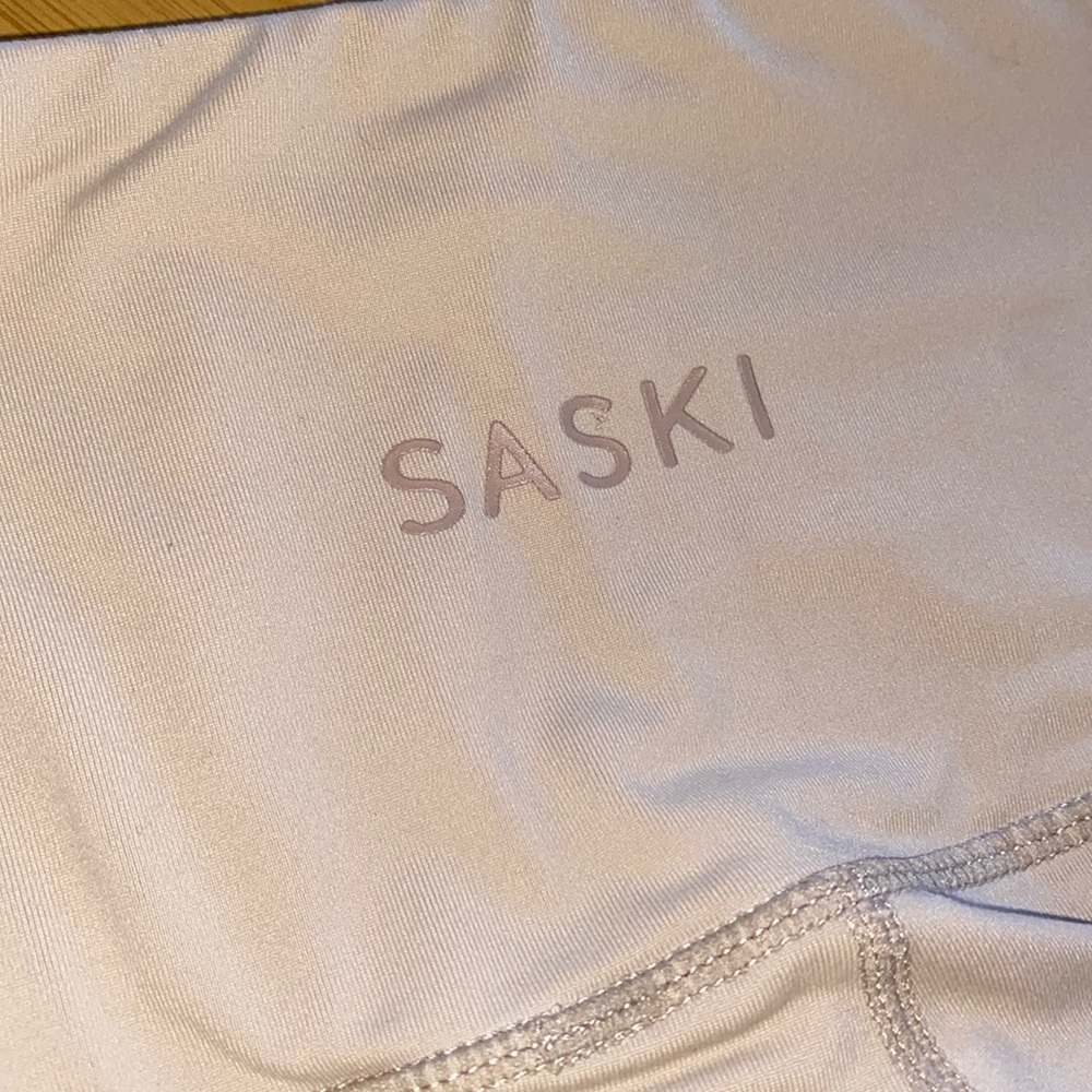 SASKI High Waisted Tan Full Length Leggings Stretchy Workout Gym Yoga - Picture 5 of 7